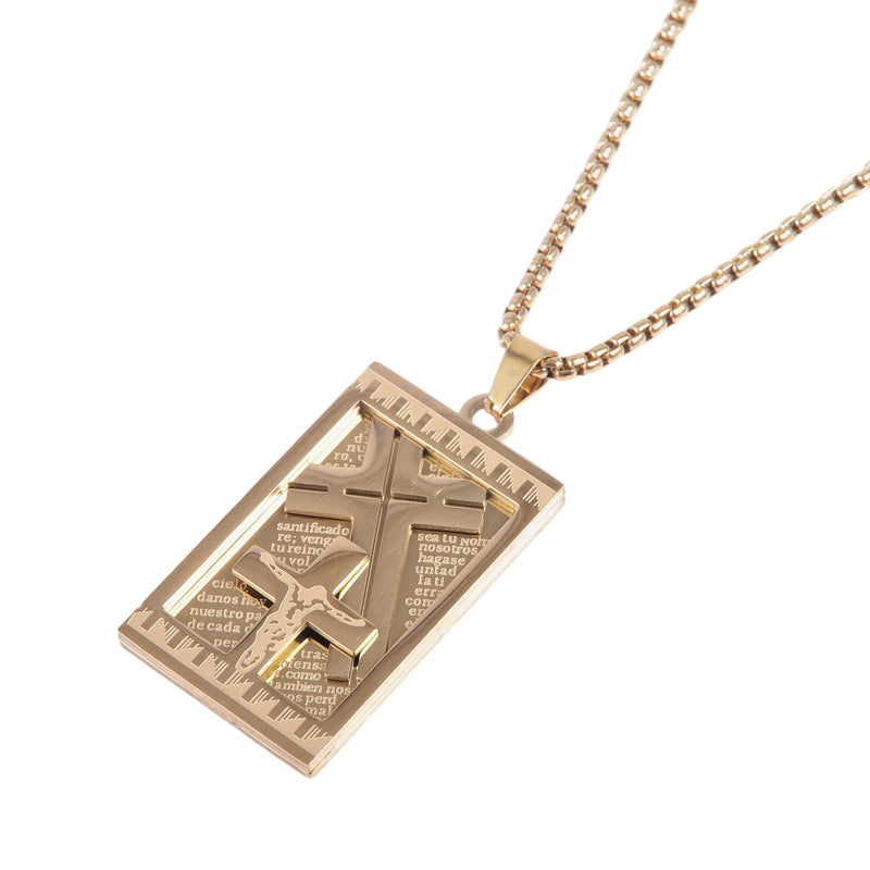 Gold Plated Crucifix Lord's Prayer Necklace