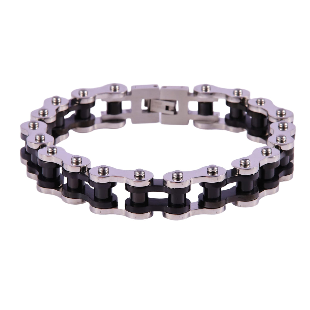 Black and Steel Bicycle Chain Bracelet