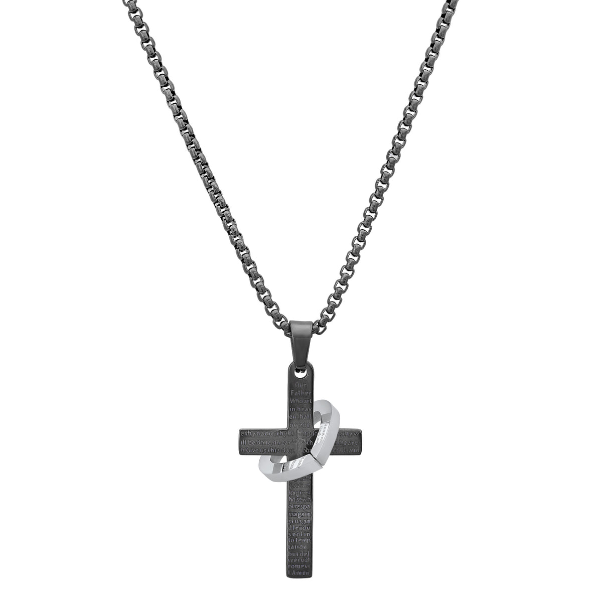 Black Cross and Heart Pendant Necklace