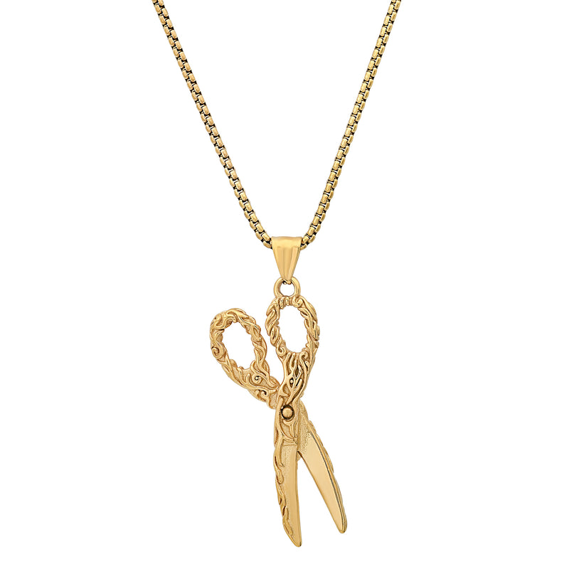 Gold Plated Rope Chain With Scissor Pendant 