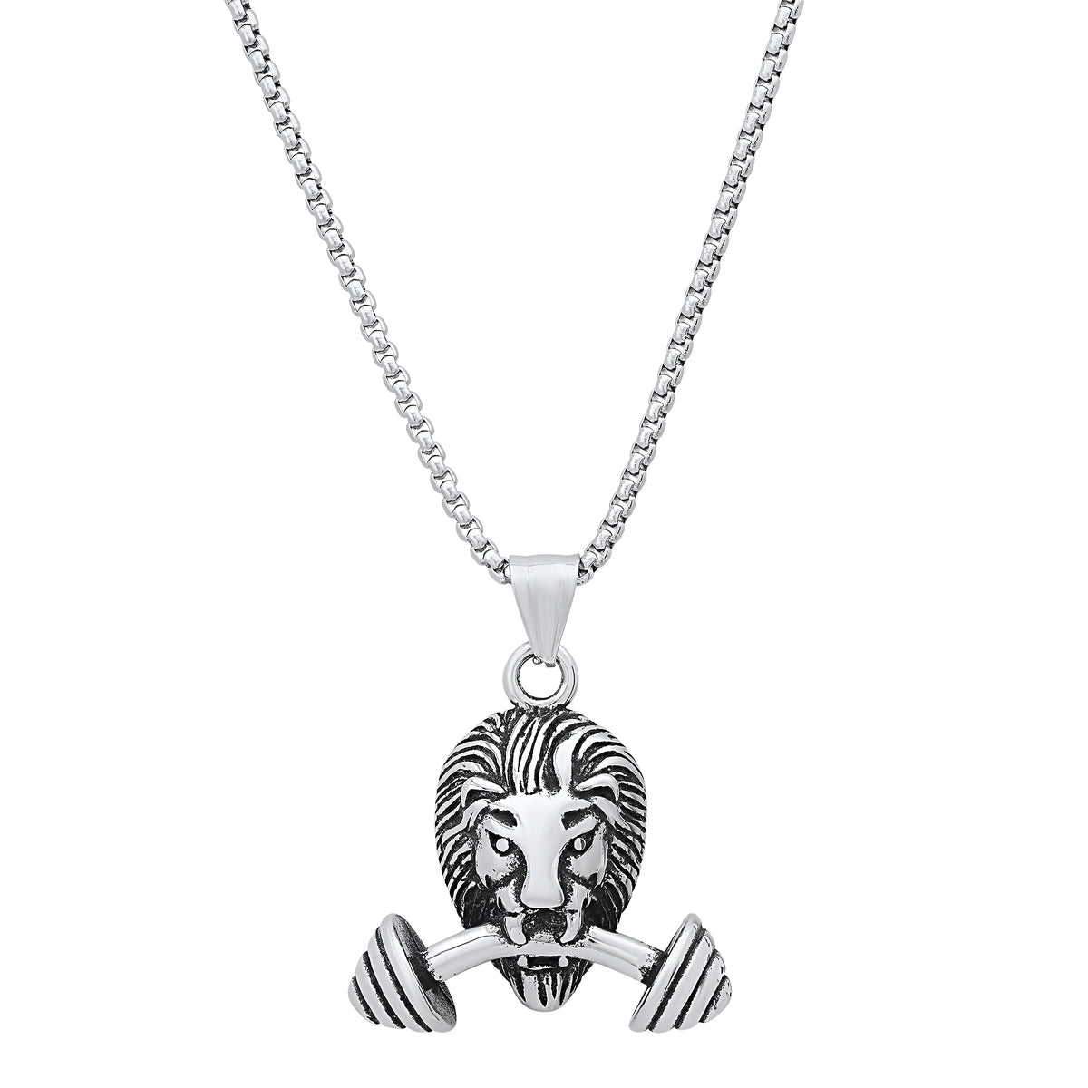 Lion & Barbell Stainless Steel Necklace