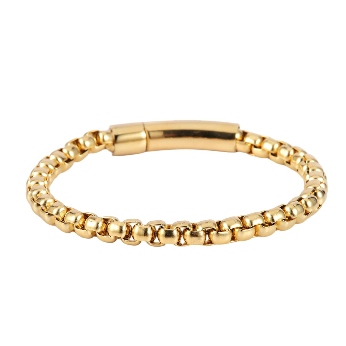 Puff Gold Plated Box Chain Bracelet