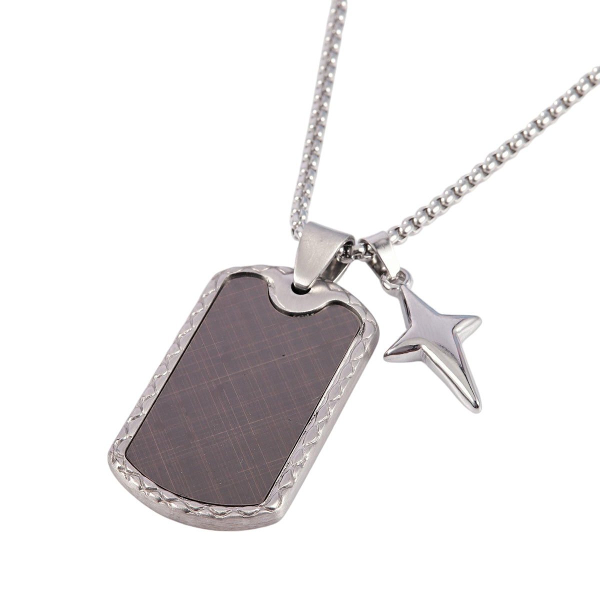 Dogtag With Bubbled Hanging Cross Necklace