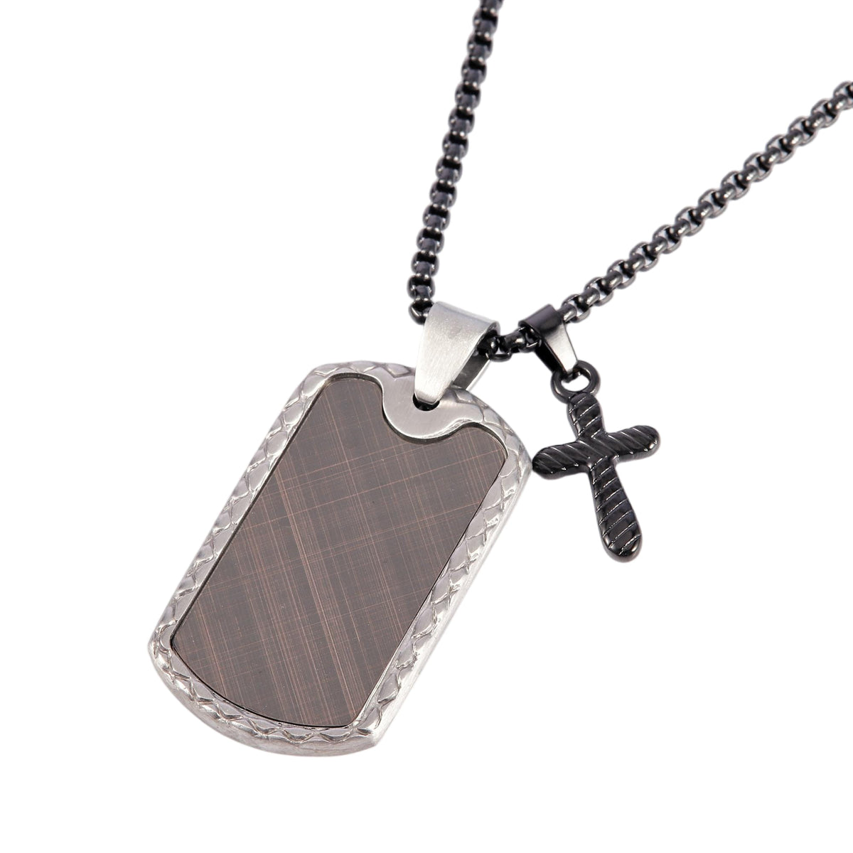 Dogtag With Hanging Black Mini Cross Necklace