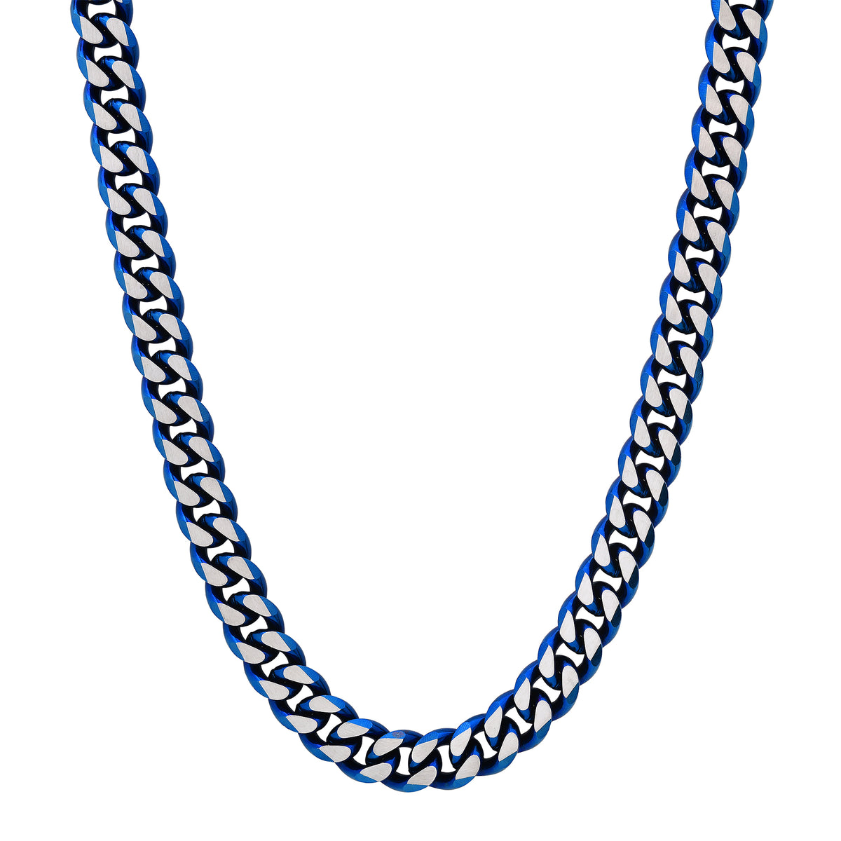 Two-Tone Blue and Steel Cuban Necklace