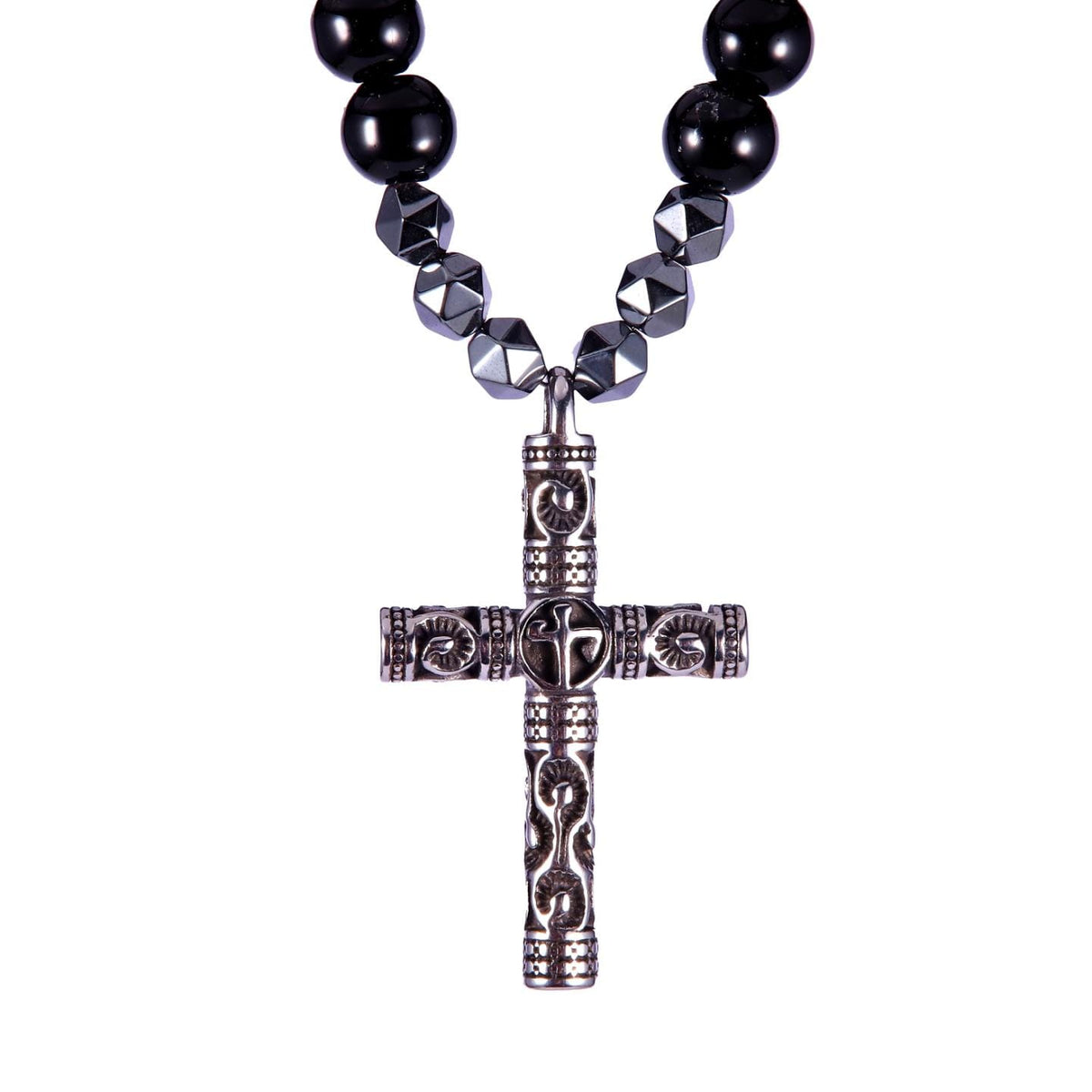 Etched Cross Pendant Necklace